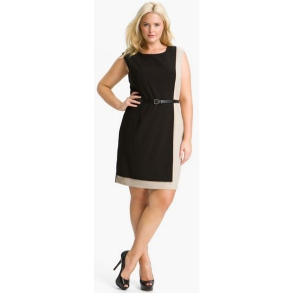 Calvin Klein Dresses & Skirts - Calvin Klein Cap Sleeve Colorblock Faux Wrap Dress
